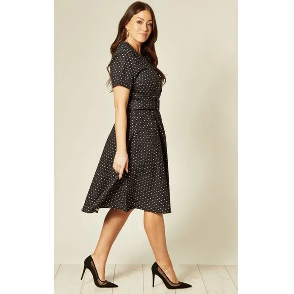 1950s Black and Multicolor Polka Dots Brette Swing Dress - Picture 2 of 8